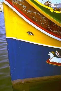 Fishing boat bow with the Eye of Horus